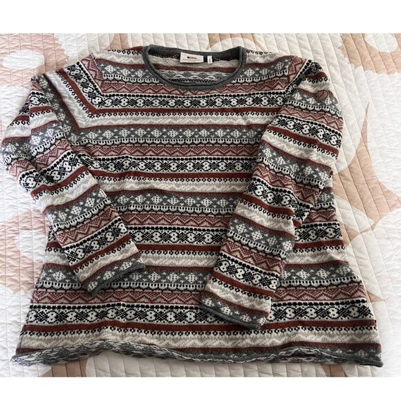 Fjallraven Ovik Folk Knit Sweater women's XL wool fair isle stripe pullover warm - Picture 1 of 5